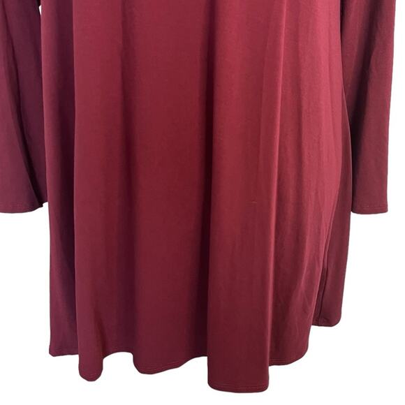 Eileen Fisher Tunic Top Medium Magenta Red Bell Sleeve Viscose Spandex Jersey - Picture 3 of 12